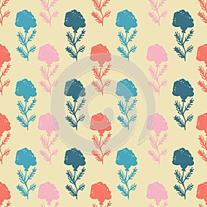 Colorful hand drawn stripped floral seamless pattern.