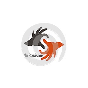 Colorful hand linked no to racism symbol vector