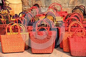 Colorful hand made jute bags