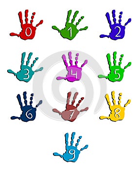 Colorful hand numbers