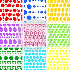 Colorful Hand-painted Aligned polka dot pattern variation set