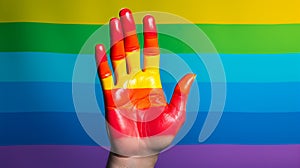 Colorful Hand Painted With Lgbt Rainbow Flag - Pride Month Lgbtq Symbol