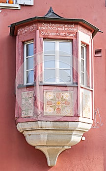 Decorative bay window in European city