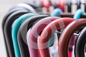 colorful handles of umbrellas - detail