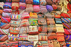 Colorful handmade bags, Peru photo