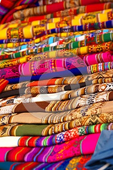 Colorful handmade blankets& tablecloths photo