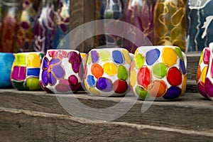 Colorful handmade ceramic cups