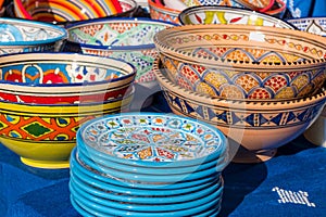 Colorful handmade ceramic pottery