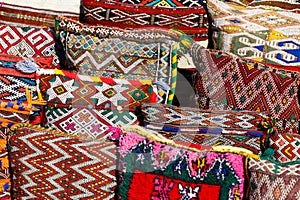 Colorful handmade craft and spices in Marrakesh, Morocco