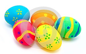 Colorful handmade easter eggs isolated