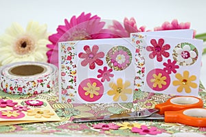 Colorful handmade floral greeting cards