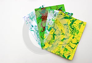 Colorful handmade marble papers, fan out