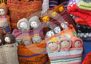 Colorful handmade peruvian dolls