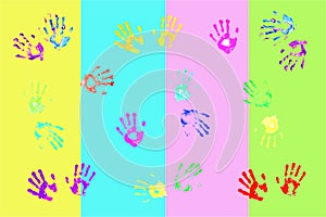 Colorful handprints by kids