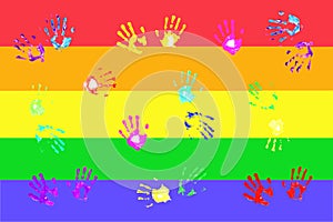 Colorful handprints by kids