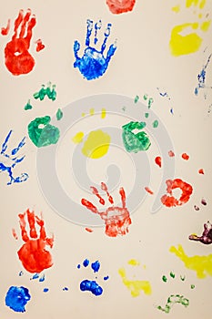 Colorful handprints