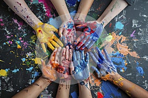 Colorful Hands in Creative Collaboration photo