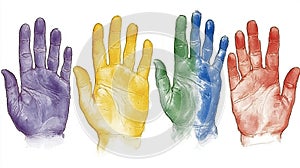 Colorful hands, diverse, unity, solidarity
