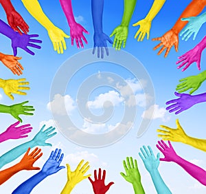 Colorful Hands Forming Heart Shape