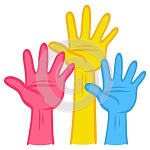 Colorful Hands Up Wave Vector Illustration