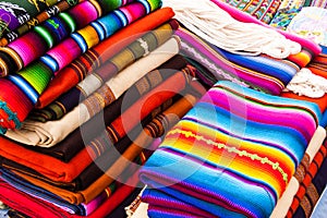 Colorful handwoven Guatemalan textiles photo