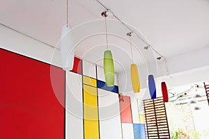 The colorful hanging glass lamp for decorate