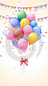 Colorful happy birthday balloons banner Background for festive celebrations