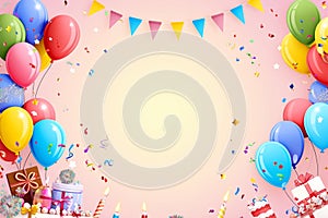 Colorful happy birthday balloons banner Background for festive celebrations