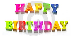 Colorful Happy Birthday Capital Letters in White Background