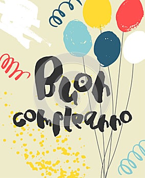 Colorful Happy Birthday Card template - italian photo
