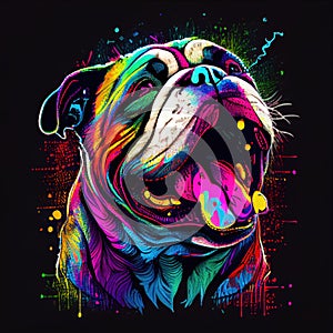 Colorful Happy Bulldog pop art