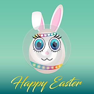 Colorful Happy Easter Bunny Egg Cartoon Poster Card