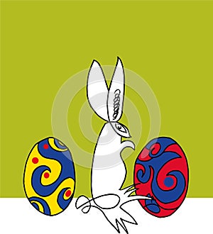 Colorful Happy Easter greeting card composition.