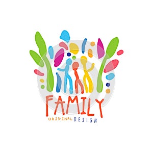 Colorful happy family logo design template