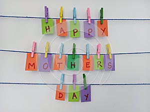 Colorful Happy mothers day banner on a white background