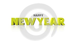 Colorful Happy New Year cartoon text on white gradient color