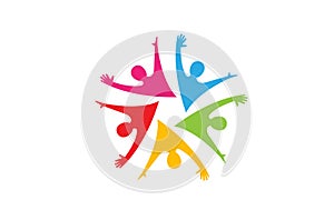 Colorful Happy People Group Team Logo