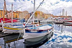 Colorful harbor of Saint Tropez at Cote d Azur view