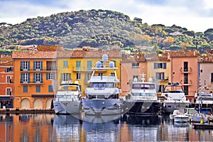 Colorful harbor of Saint Tropez at Cote d Azur view