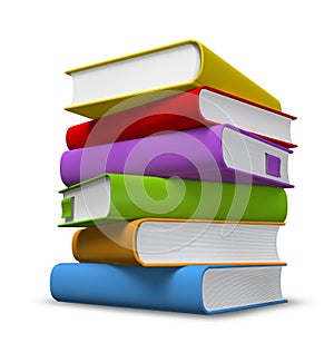 Colorful hardcover books on a pile 3D