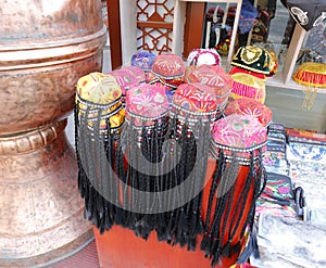 Colorful hat with braids in the International Grand Bazaar, adobe rgb