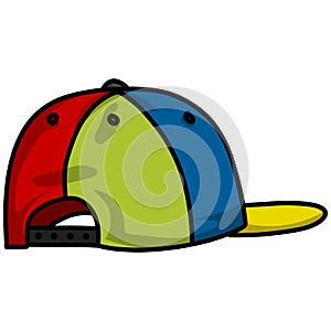 Colorful Hat Snapback Cap Backward Illustration Vector photo