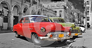 Colorful Havana cars panorama