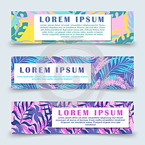 Colorful hawaii floral banners template