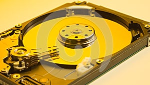 Colorful hdd. open hard disk drive. the concept of data storage. data array. hard drive from the computer