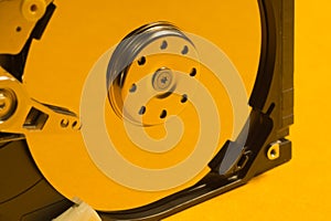 Colorful hdd. open hard disk drive. the concept of data storage. data array. hard drive from the computer. copy space