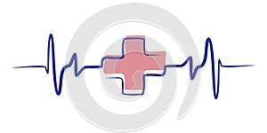 Colorful health line art icon for medical apps and websites