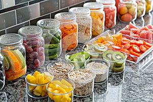 Colorful healthy food in clear storage jars