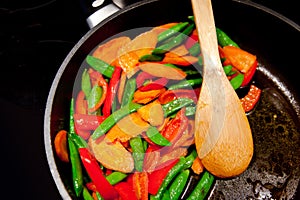 Colorful Healthy Vegan Food in the Pan