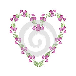 Colorful heart flower frame with tulips